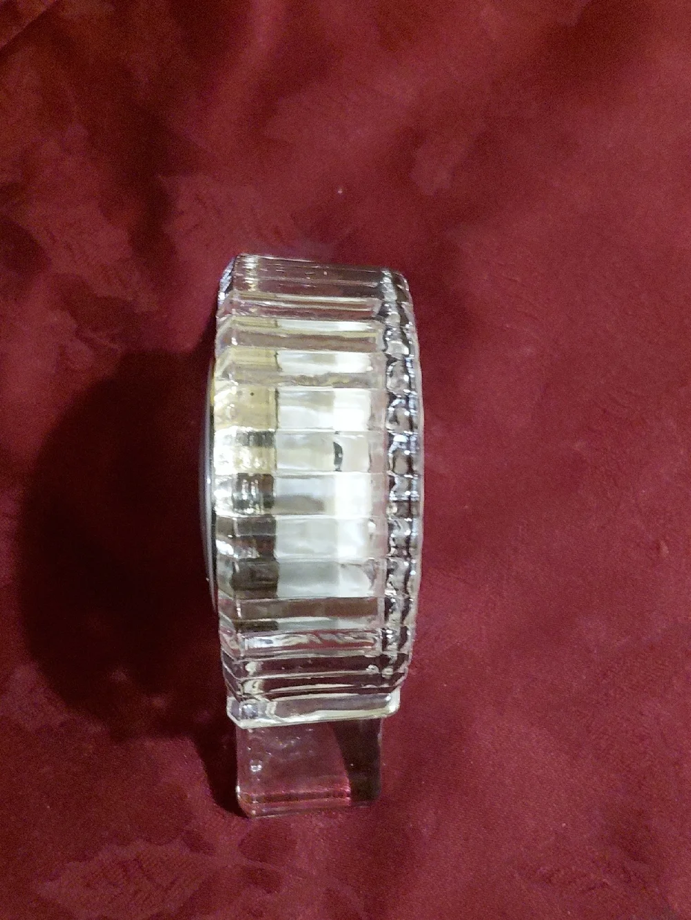 Vintage Crystal Clear Clock - Clear Glass with White Dial. Battery Not Included.